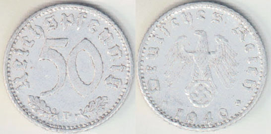1940 D Germany 50 Pfennig A001129.